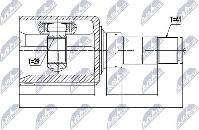 Полуось (привод в сборе, приводной вал) NTY правая для Fiat Doblo I 2001-2015. Артикул NPW-FT-017