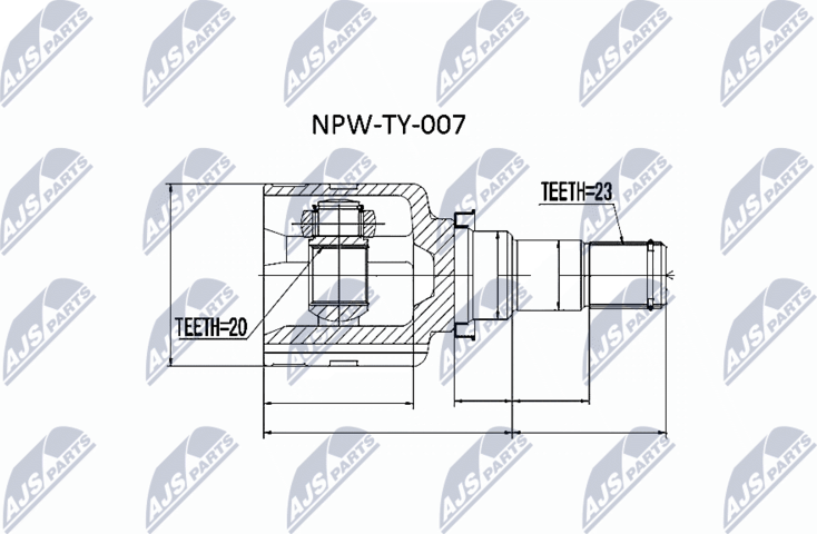 Шрус внутренний (граната) NTY. Артикул NPW-TY-007