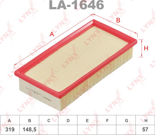 Воздушный фильтр LYNXauto для Volvo 440 1988-1996. Артикул LA-1646