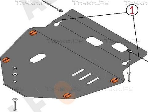 Защита алюминиевая Alfeco для картера и КПП Honda Stepwgn 2005-2009. Артикул ALF.09.29 AL4