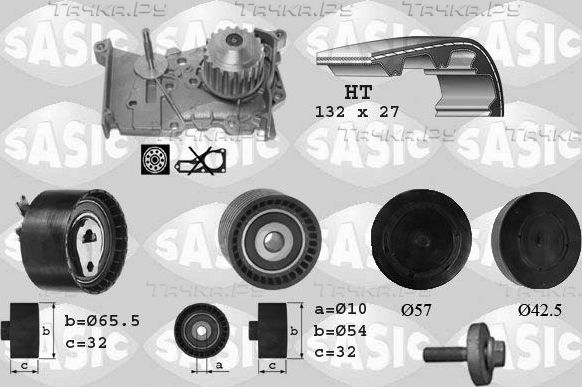Помпа (водяной насос) с комплектом ремня ГРМ Sasic для Renault Megane I 1998-2003. Артикул 3904011