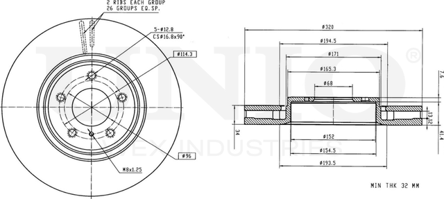 Диск тормозной (Unio). Артикул BRD-20286