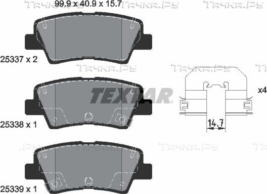 Тормозные колодки Textar Q+ задние для Hyundai i30 III 2013-2026. Артикул 2533703