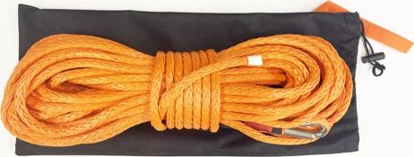 Трос синтетический RUS для лебёдки 10 мм x 28 м. Артикул RW-10-28-OR-BAG
