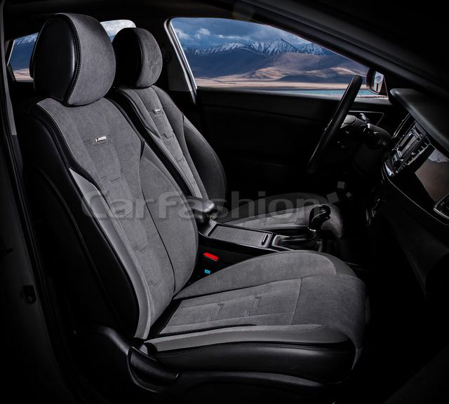 Накидки универсальные CarFashion Smart на передние сидения авто, цвет Серый/Черный/Серый. Артикул 21078