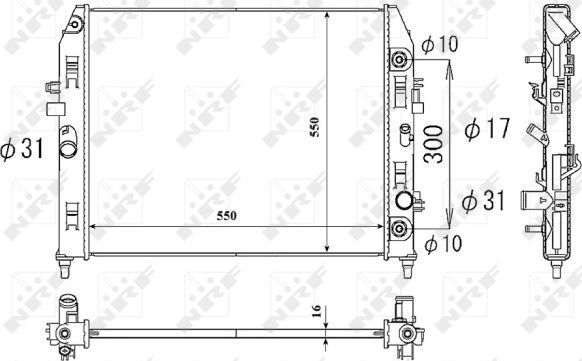 Радиатор охлаждения двигателя NRF (алюминий) для Mazda MX-5 III (NC) 2005-2014. Артикул 53851