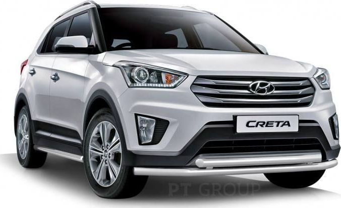 Защита PT Group переднего бампера двойная d=63/63 мм (НПС) для Hyundai Creta I 2016-2021. Артикул HCR-16-220243.00