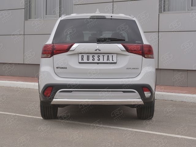 Защита RusStal заднего бампера d75х42 (дуга) для Mitsubishi Outlander III 3-й рестайлинг 2018-2026. Артикул MOZ-003210