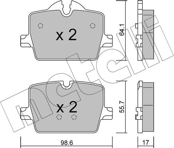 Тормозные колодки Metelli задние для BMW 3 VII (G2x) 2018-2026. Артикул 22-1265-0