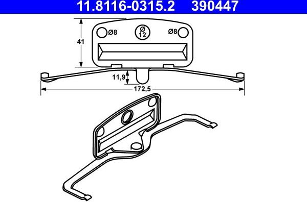 Пружина тормозного суппорта ATE передний для BMW 3 V (E90/E91/E92/E93) 2005-2013. Артикул 11.8116-0315.2