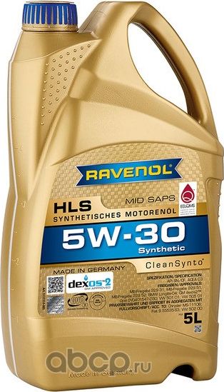 RAVENOL HLS SAE 5W-30 Масло моторное синтет. 5L. Артикул 1111119005