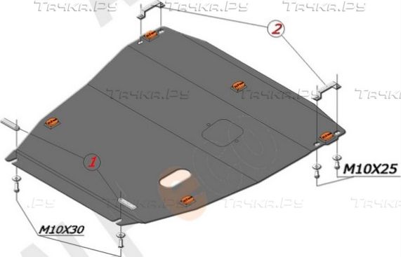 Защита алюминиевая Alfeco для картера и КПП Ford Focus I 1998-2005. Артикул ALF.07.07 AL4