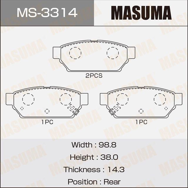 Тормозные колодки Masuma. Артикул MS-3314