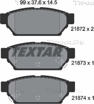 Тормозные колодки Textar задние для Mitsubishi Carisma I 1995-2006. Артикул 2187202