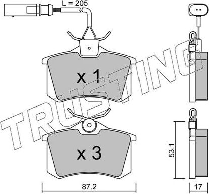 Тормозные колодки Trusting задние для Ford Galaxy I 2000-2006. Артикул 102.3