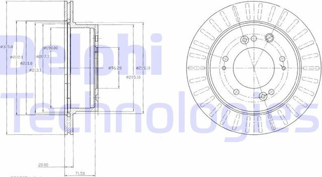 Тормозной диск Delphi задний для Kia Sorento I 2006-2011. Артикул BG4331