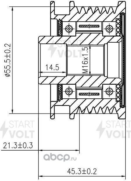 Муфта генератора обгонная StartVOLT для Audi A4 I (B5) 1996-2001. Артикул SGP 1832