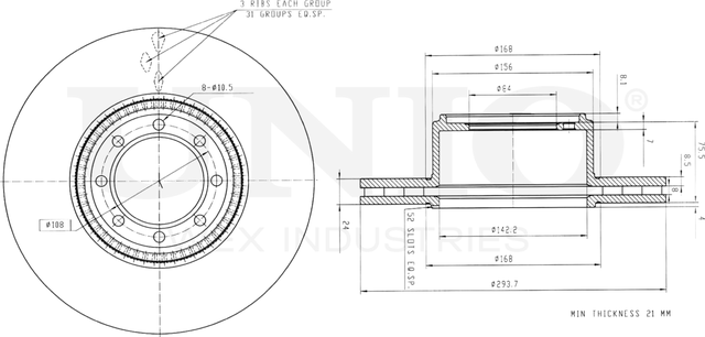 Диск тормозной (Unio). Артикул BRD-20458