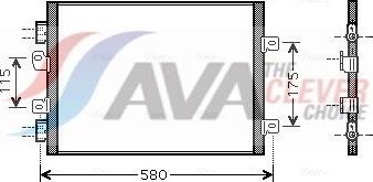 Радиатор кондиционера (конденсатор) AVA (алюминий) для Dacia Solenza 2003-2005. Артикул RTA5341