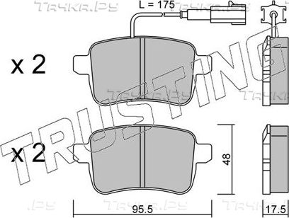 Тормозные колодки Trusting задние для Alfa Romeo Giulietta III 2010-2026. Артикул 912.0
