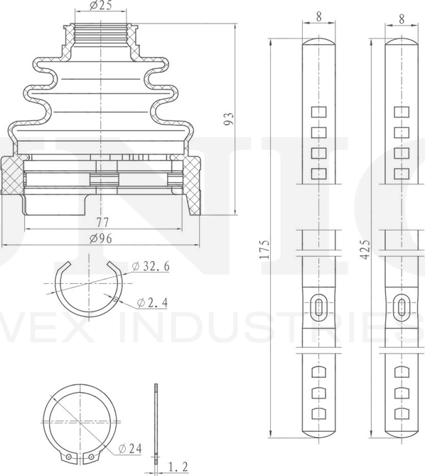 Пыльник ШРУС, комплект (Unio). Артикул DUC-30019K