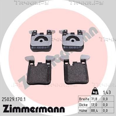 Тормозные колодки Zimmermann задние для BMW 2 F22 2012-2026. Артикул 25029.170.1