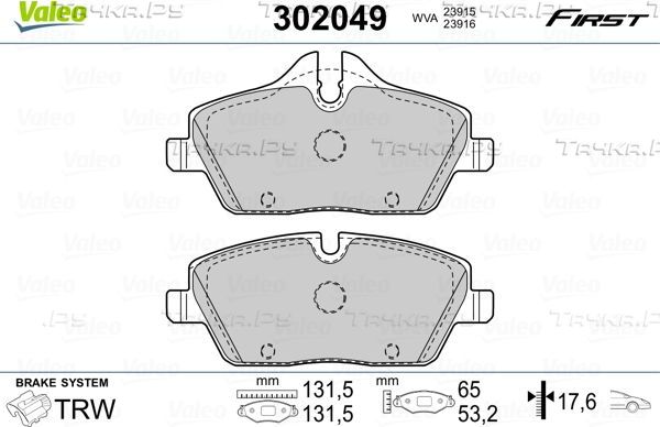 Тормозные колодки Valeo First передние для BMW 2 Active Tourer F45 2014-2026. Артикул 302049