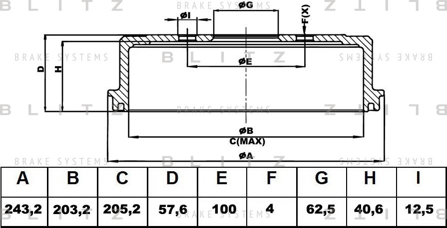Барабан тормозной HYUNDAI ACCENT/I10/I20 05 (Blitz). Артикул BT0140