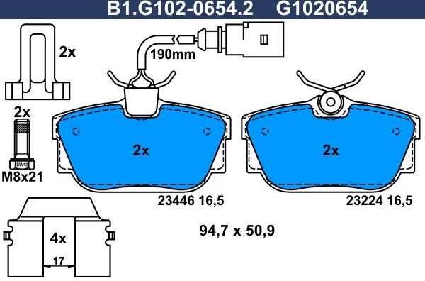 Тормозные колодки Galfer. Артикул B1.G102-0654.2