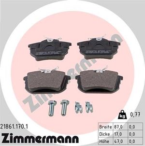 Тормозные колодки Zimmermann задние для Mitsubishi Colt VI (Z20/Z30) 2004-2012. Артикул 21861.170.1