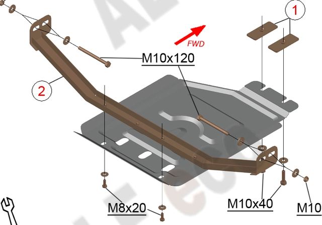 Защита алюминиевая Alfeco для раздатки Toyota Hilux VIII 2015-2026. Артикул ALF.24.93al