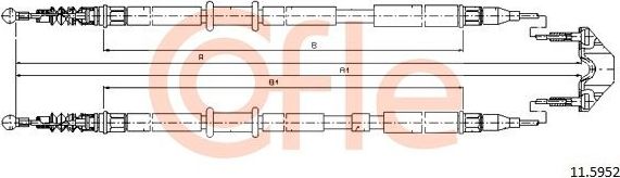 Трос ручника (тросик ручного тормоза) Cofle задний для Opel Astra H 2004-2014. Артикул 92.11.5952