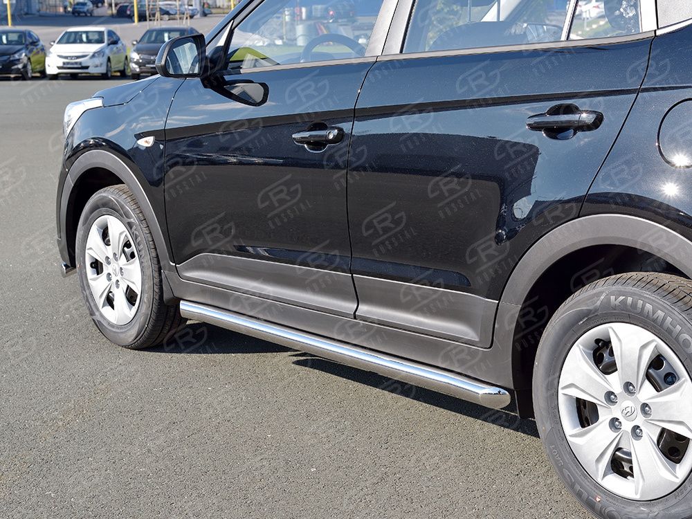 Защита порогов RusStal труба d63 секции для Hyundai Creta I 2016-2021 (Вариант 1). Артикул HCRT-0024221