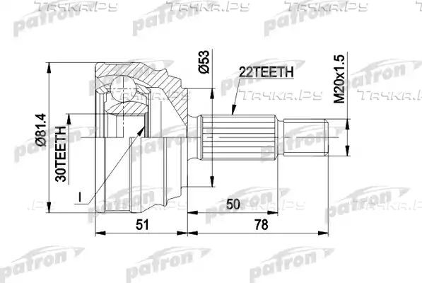 Шрус наружный (граната) Patron для Volkswagen Vento 1991-1998. Артикул PCV1021