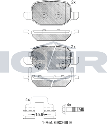 Тормозные колодки Icer для Fiat 500L I 2012-2026. Артикул 182127