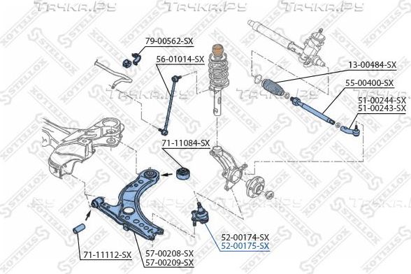 Шаровая опора Stellox передняя правая для Audi A1 I (8X) 2010-2015. Артикул 52-00175-SX