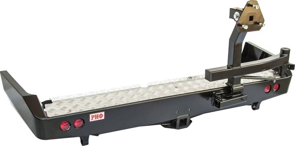 Бампер силовой РИФ задний с квадратом под фаркоп, калиткой и фонарями для Toyota Land Cruiser 80 1990-1997. Артикул RIF080-21125