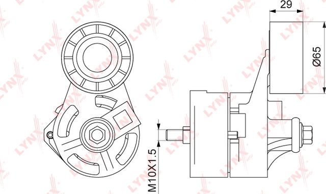 Натяжной ролик (натяжитель) приводного клинового зубчатого ремня LYNXauto. Артикул PT-3255