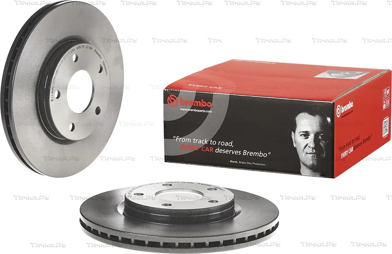 Тормозной диск Brembo PRIME LINE - UV Coated передний для Nissan Juke I 2010-2019. Артикул 09.B565.11