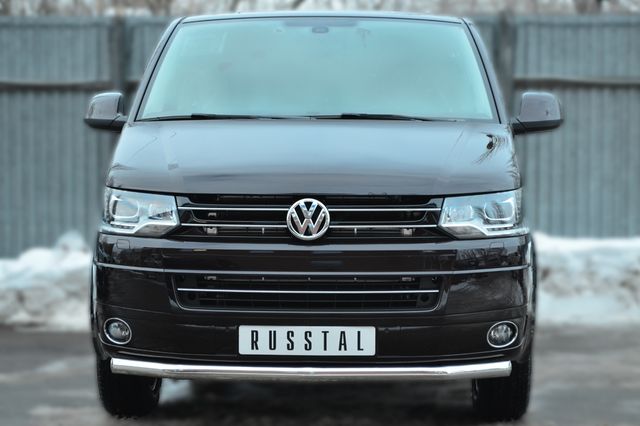 Защита RusStal переднего бампера d63 (секции) для Volkswagen Transporter T5 2009-2015. Артикул VTKZ-001395