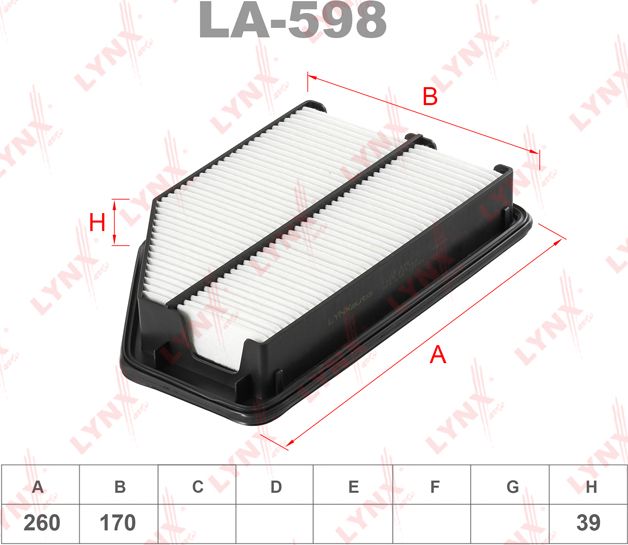 Воздушный фильтр LYNXauto. Артикул LA-598