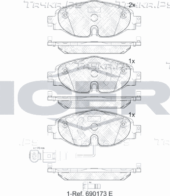 Тормозные колодки Icer передние для Audi Q3 Sportback I (F3) 2019-2026. Артикул 182111