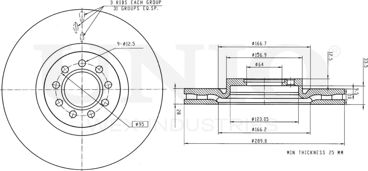 Диск тормозной (Unio). Артикул BRD-20335