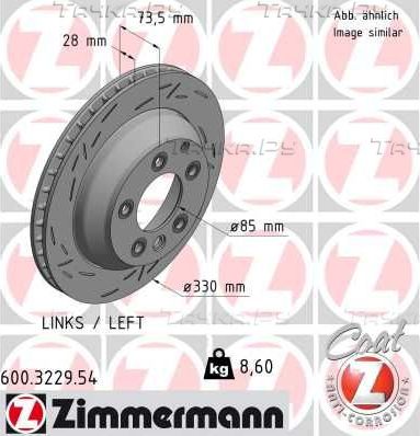 Тормозной диск Zimmermann Black Z задний левый для Porsche Cayenne II (958) 2010-2014. Артикул 600.3229.54