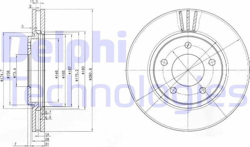 Тормозной диск Delphi. Артикул BG4189C
