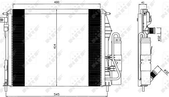 Радиатор кондиционера (конденсатор) NRF (алюминий). Артикул 35547