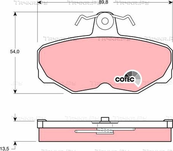Тормозные колодки TRW COTEC задние для TVR Chimaera 1992-1996. Артикул GDB472