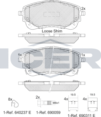Тормозные колодки Icer. Артикул 182372
