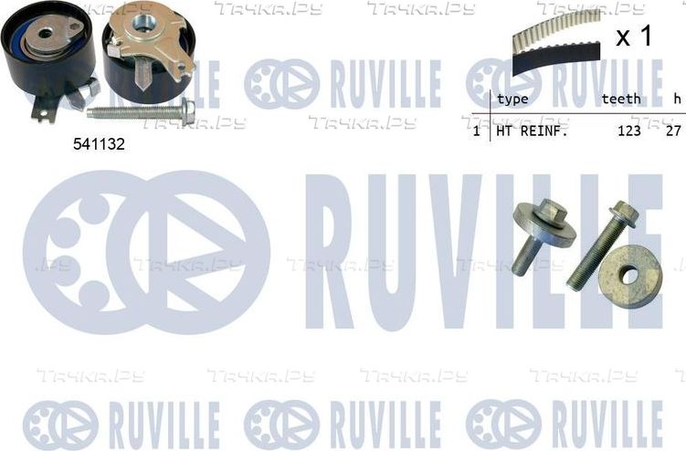 Ремень ГРМ с роликами (комплект) Ruville для Nissan Kubistar X76 2003-2026. Артикул 550355