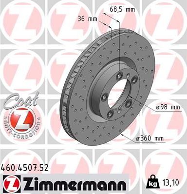 Тормозной диск Zimmermann SPORT Z. Артикул 460.4507.52